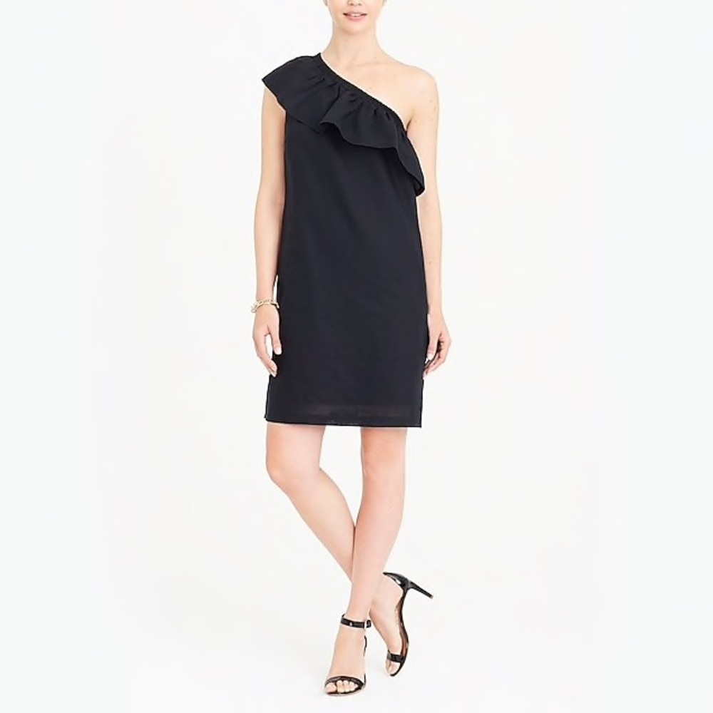 J. Crew One Shoulder Dress Black